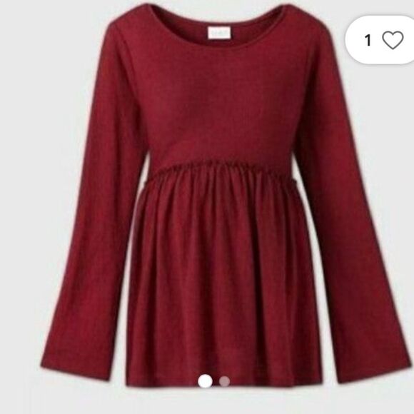 Isabel Maternity Ingrid & Isabel Maroon Gauze Cotton Baby Doll Top Empire Waist - Picture 2 of 12